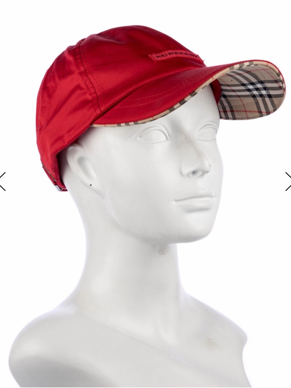 Burberry golf Vibrant Red Cotton Baseball Cap with Plaid Trim